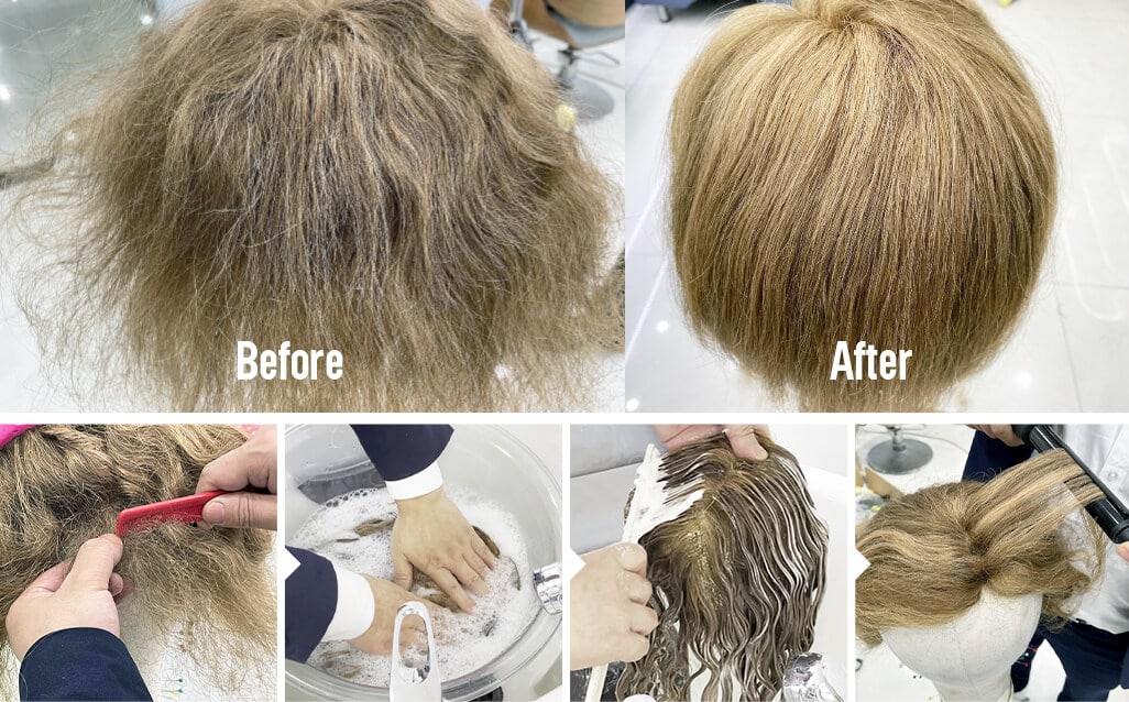 detangle a human hair wig before and after