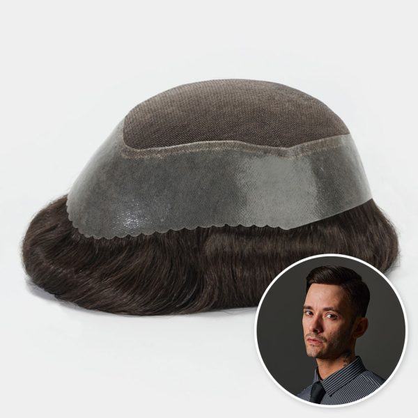 AUSTRALIA-S Swiss Lace Hair System with Curls (6) a man is seen in a little window wearing it