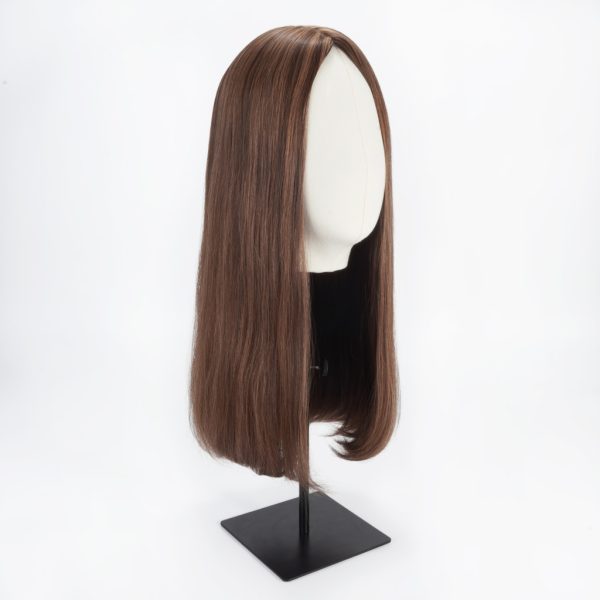 Abigail human hair wig on a hair stand