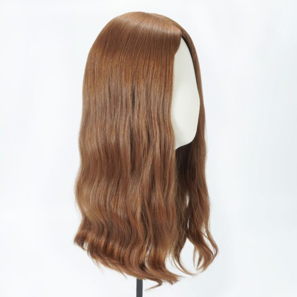 Esther human hair wig on a hair stand